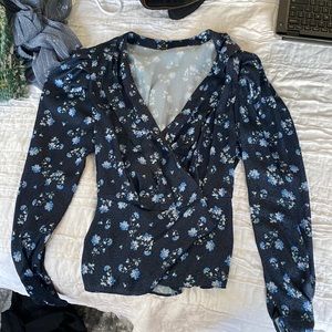 FREE PEOPLE flower v-neck blouse